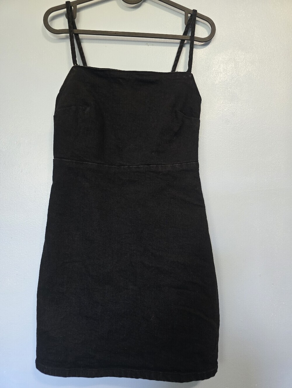 Zara Denim Black Spaghetti Strap Mini Dress XS